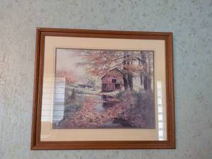 lot 126 image: Lee K Parkinson Framed Print Rural Homestead Autumn Landscape