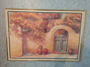 lot 129 image: Framed Print Architectural Scene with Door and Vessels