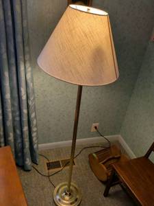 lot 140 image: Floor Lamp with Fabric Shade and Brass Fixture