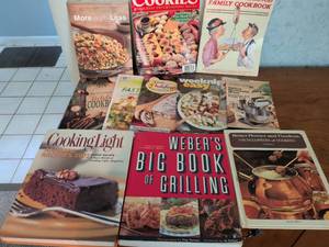 lot 165 image: Lot of 11 Cookbooks Webers Big Book of Grilling, Cooking Light, Better Homes and Gardens Encyclopedia