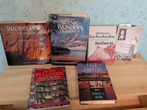 lot 167 image: Book Lot Tallgrass Prairie, Scenic Wonders, Mil Penner Section 27, Palestinian Memories, Jackie Pullinger, Four Corners (6 books)
