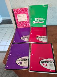 lot 189 image: Lot of 6 Spiral Notebooks Penway Top Flight Composition Book 70-120 Sheets Wide Ruled