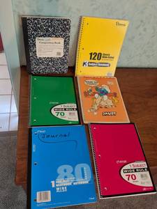 lot 191 image: Lot of 6 Spiral Notebooks Composition Books Wide Ruled 70-120 Sheets