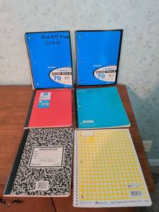 lot 192 image: Lot of 6 School Notebooks Spiral-Bound Wide Rule 70 Sheets