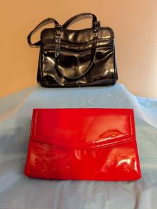 lot 236 image: Lot of 2 Patent Leather Handbags Black Red