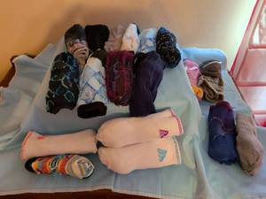 lot 240 image: Lot of  Assorted Socks Mixed Colors Patterns and Styles