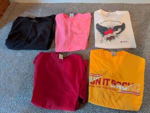 lot 281 image: Lot of 5 T-Shirts Black Pink White Red Orange Graphic Tees all Size M