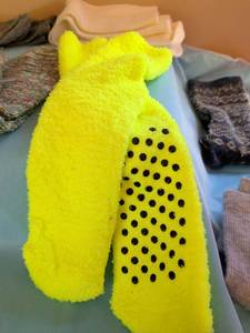 lot 333 image: Fuzzy Cat Socks with Non-Slip Grips, Neon Yellow
