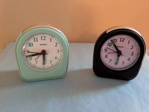 lot 345 image: Sharp SleepyLight Alarm Clock Pair Green Black