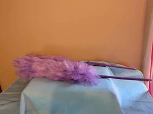 lot 358 image: Pair of Purple Feather Dusters with Extended Handles