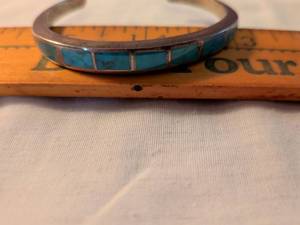 lot 373 image: Cuff Bracelet with Turquoise Inlay