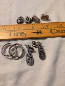 lot 375 image: Jewelry Lot 4 Pieces Rings Earrings Pendants Turquoise. Costume jewelry