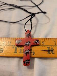 lot 385 image: Christmas Ornament Pendant Lot 4 Pieces Cross Shell Beads Holly