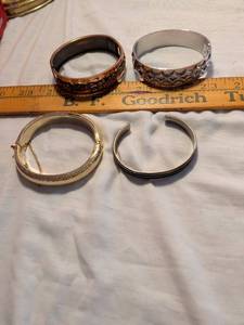 lot 397 image: 4 Metal Bangle Bracelets Lot Mixed Styles Decorative