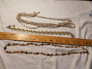 lot 401 image: Gold-Tone Chain Bracelet Lot 3 Pieces Mixed Links costume jewelry