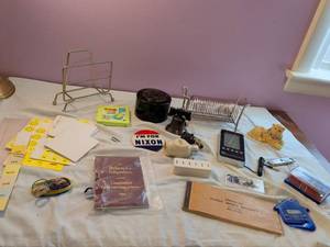 lot 420 image: Mixed Lot Political Buttons, Arbor Day Foundation Thermometer, Post-it R330-AN, Wire Racks & More