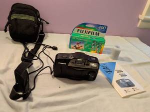 lot 429 image: Canon Sure Shot OWL 35mm Point and Shoot Film Camera with Accessories