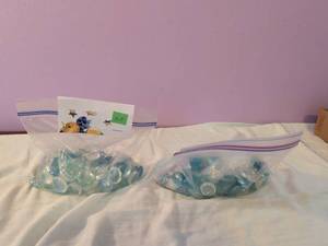 lot 537 image: Glass Marbles Lot 2 Bags Blue Clear Swirl