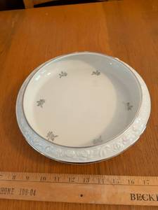 lot 631 image: Porcelain Babaria Serving Bowl with Floral Sprigs and Embossed Rim