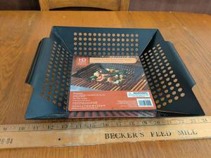 lot 641 image: HD Designs Non-Stick Grilling Wok Barbecue Topper 13.5 x 11.8 x 2.5 in