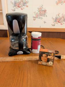 lot 643 image: Emerson Coffee Maker with Rochline Coffee Filters and Diamond Crystal Kosher Salt