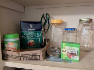 lot 700 image: Canning & Pickling Supplies Lot Morton Salt Ball Lids Pectin Jars