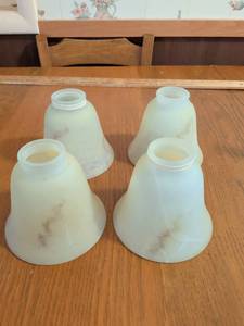 lot 702 image: Set of 4 Bell-Shaped Light Fixture Shades with Threaded Openings
