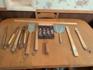 lot 711 image: Grilling Tool Lot with Rotisserie Skewers and Spatulas