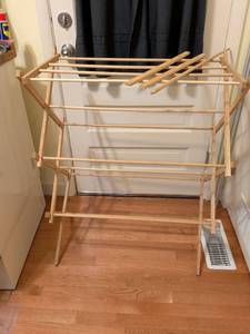 lot 732 image: Wooden Clothes Drying Rack Multi-Bar Laundry Stand