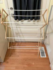 lot 733 image: Wooden Clothes Drying Rack 6-Tier Folding Stand