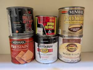 lot 738 image: Paint & Stain Lot 6 Cans Minwax Rustoleum Cabot Wood Finish