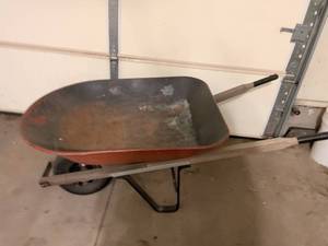 lot 796 image: Wheelbarrow with Wooden Handle and Metal Frame