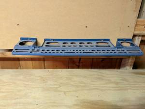 lot 817 image: Blue Steel Pegboard Tool Organizer with 3 Hanging Sections