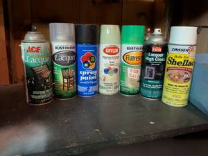 lot 828 image: Spray Paint & Lacquer Lot 7 Cans ACE Rust-Oleum Krylon Zinsser