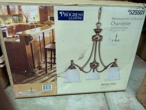 lot 832 image: Progress Lighting Renovations Collection Chandelier with Etched Glass P4114-77DI
