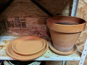 lot 836 image: Terra Cotta Pot and Saucer Set with Drainage Saucer