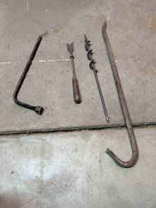 lot 854 image: Lot of 5 Vintage Hand Tools with Wood Handles and Metal Heads