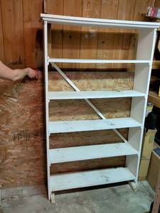 lot 856 image: White 5-Shelf Open Bookcase Storage Unit