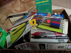 lot 868 image: Office Supply Lot Writing Instruments Tape Erasers Markers Pens