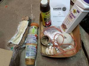 lot 874 image: Garden & Plant Supplies Lot Seeds, Stump Remover, Compost Maker, Twine
