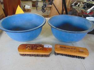 lot 3323 image: Shoe brushes and granite bowls