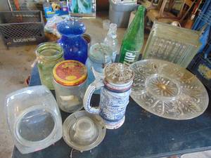lot 3350 image: Stein, glassware and jars