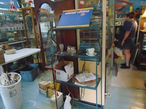 lot 3388 image: Green Metal Rack and Contents