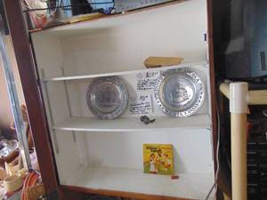 lot 3444 image: Contents of front Display Cabinet - Metal Plates
