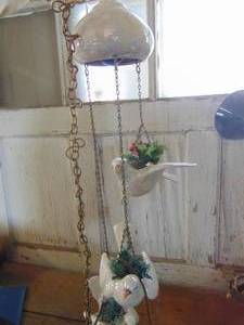 lot 3460 image: MCM hanging bird planters with light