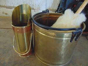 lot 3463 image: Brass bucket and scoop