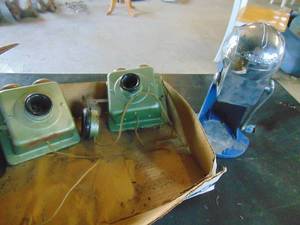 lot 3476 image: Vintage ice crusher and pair of line phones