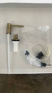 lot 18163 image: Kitchen Sink Soap Dispenser Pump with Hose and Fittings ( brushed gold finish) - Retail $0