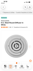 lot 18176 image: Everbilt 6 in. Steel Round Diffuser White - Retail $17