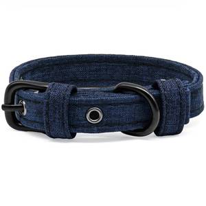 lot 18179 image: FFTBGAGN Dog Collar, 12-15 Dog Collar for Small Dogs, Dog Collar Double Canvas Material with Adjustable Function and Stainless Steel Hardware (M,Navy Blue) - Retail $15